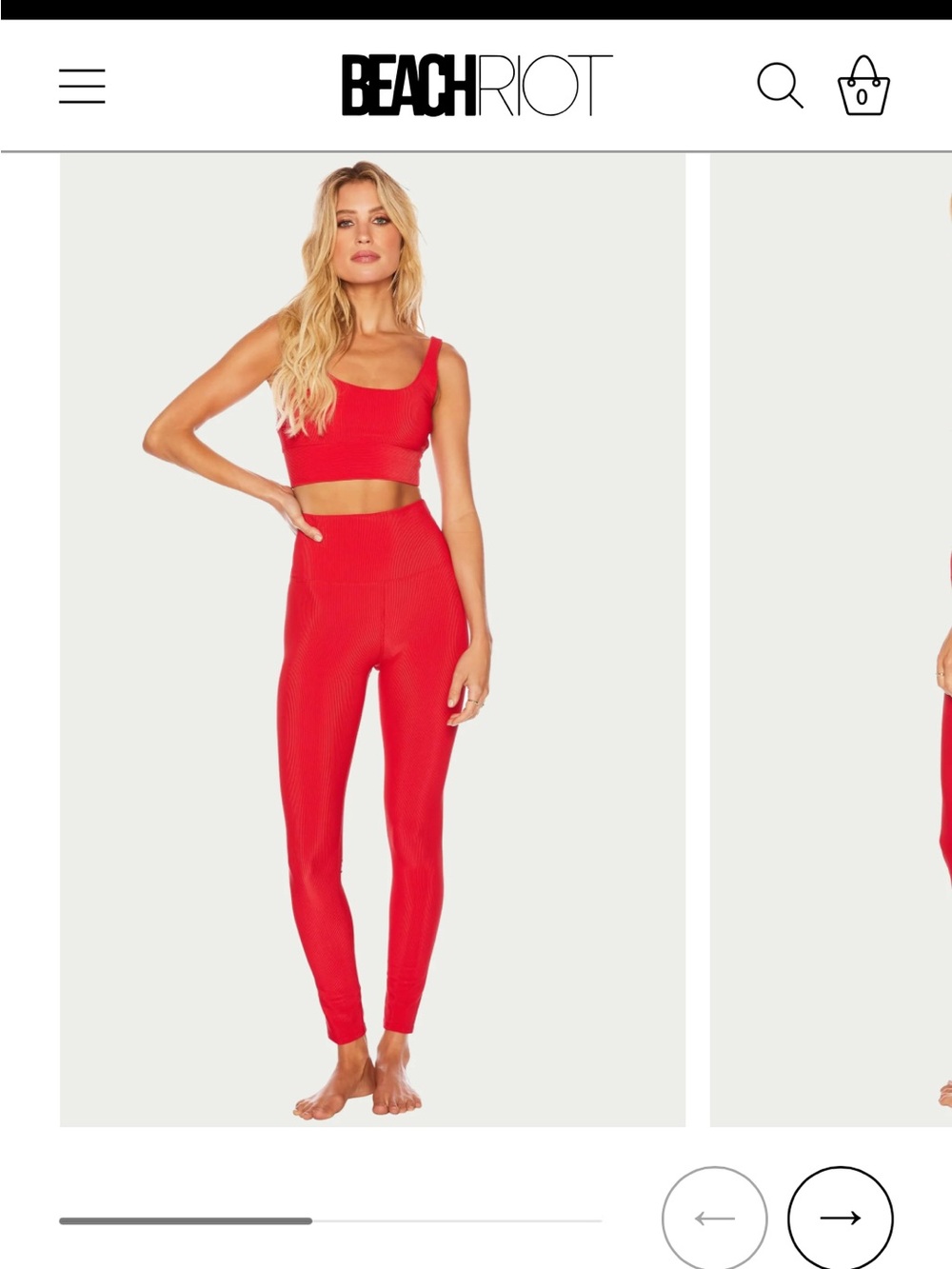 Beach Riot Ribbed High-Waist Red Leggings (Ayla) and Top (Leah) size Medium